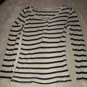 Ladies Cream and Black Striped Top Size Small